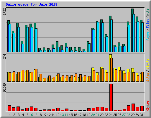 Daily usage for July 2019