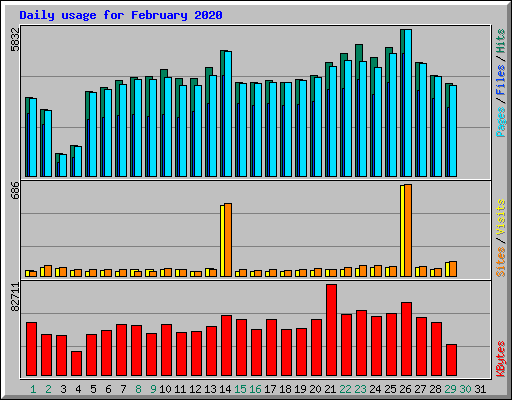 Daily usage for February 2020