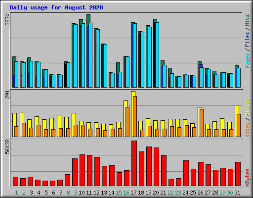 Daily usage for August 2020