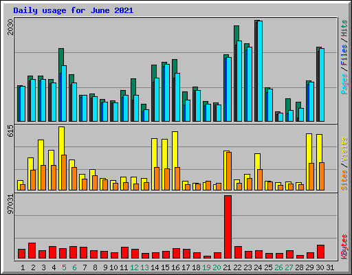 Daily usage for June 2021