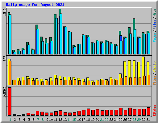 Daily usage for August 2021