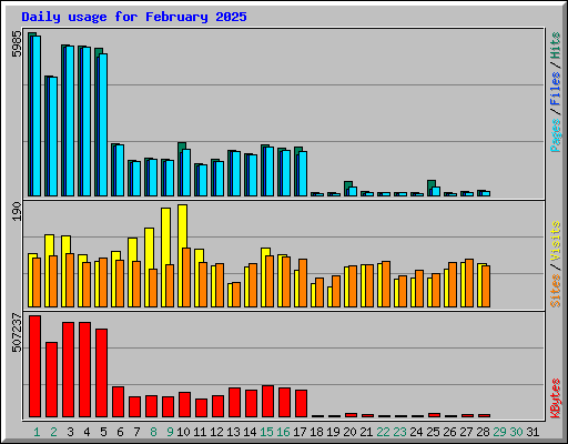 Daily usage for February 2025