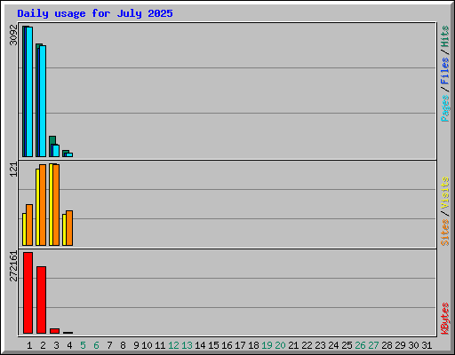 Daily usage for July 2025