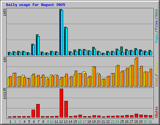 Daily usage for August 2025