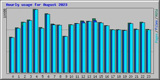 Hourly usage for August 2023
